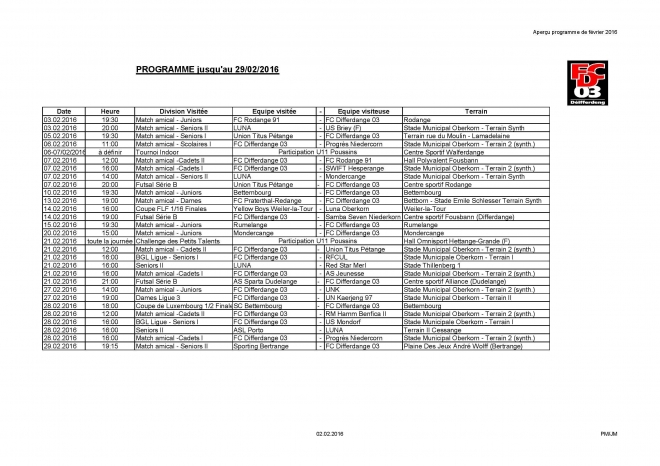 De Spillprogramm vir Februar...