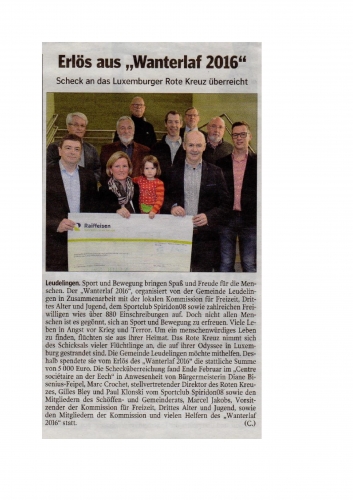 5000€ vom Wanterlaf gehen ans Luxemburger Rote Kreuz!