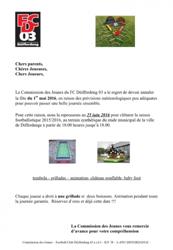 Info concernant la fête du 1er mai