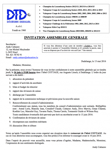 Assemblée Générale du DTD