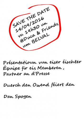 Save the Date ! Presentatioun vun eiser éischter Equipe den 14.9