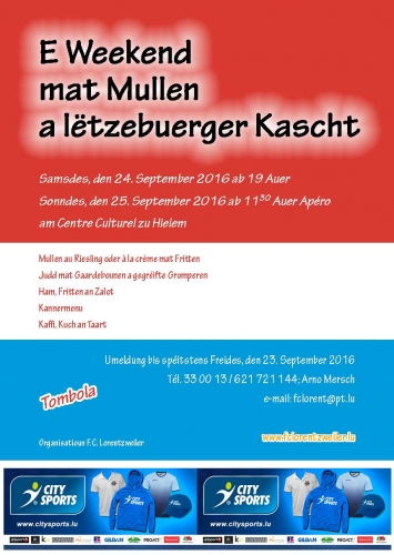 Invitatioun Mullefest FCL 24. & 25. September 2016