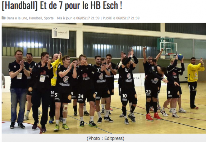 Et de 7 pour le Handball Esch - LeQuotidien 06.05.2017